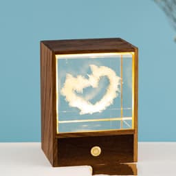 image-Wooden Box Square Crystal Ball Elk Cloud Night Light Christmas Birthday Gift