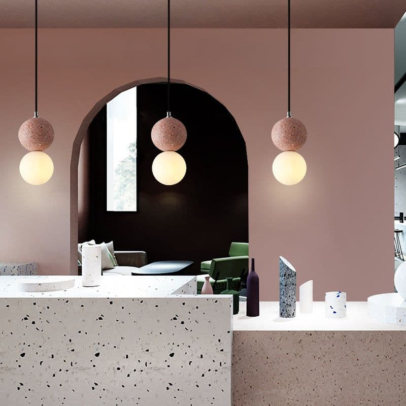 image-Nordic Ins Modern Cement Terrazzo Small Chandelier Restaurant Bar