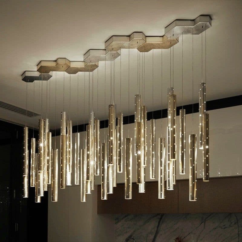 image-Carved Hollow Tube Bar Creative Bar Chandelier