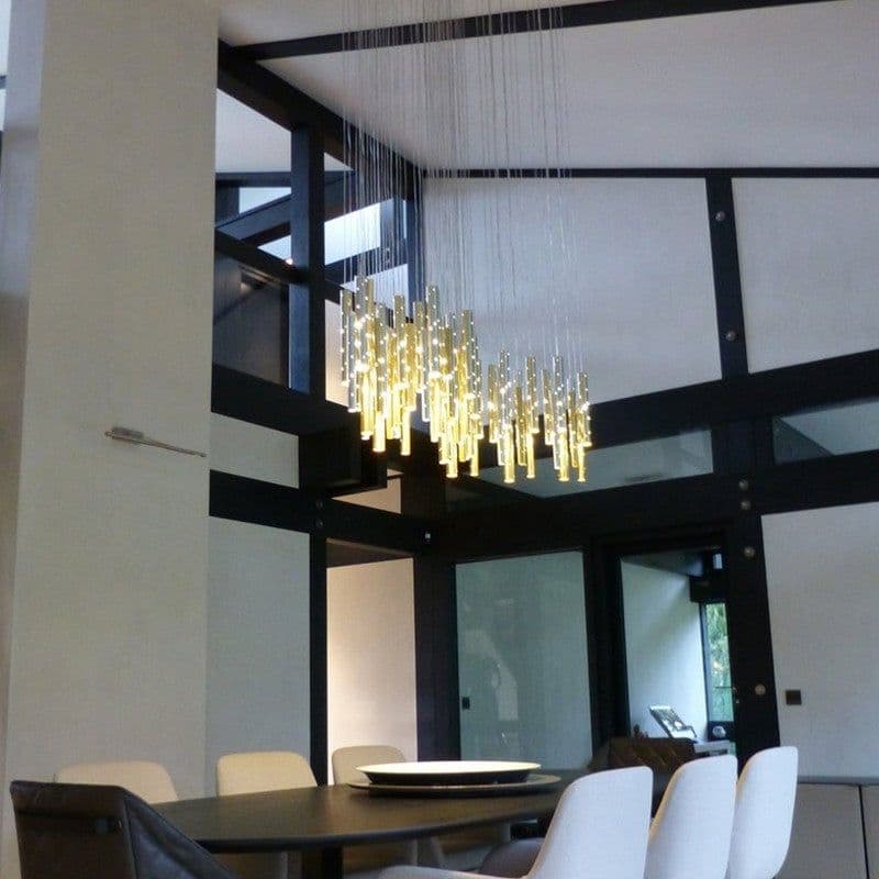 image-Carved Hollow Tube Bar Creative Bar Chandelier
