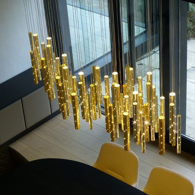 image-Carved Hollow Tube Bar Creative Bar Chandelier