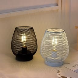 image-Retro Iron Art Table Lamp Battery Powered Night Light Hollowed Out Birdcage Desk Reading Lamp Bedroom Decor Bedside Table Lamp Home Decor