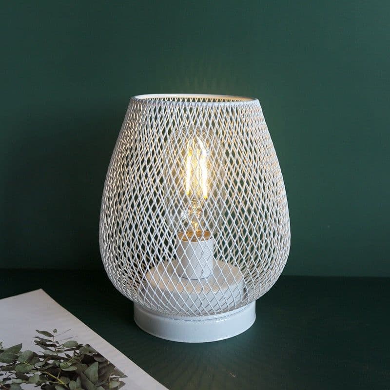 image-Retro Iron Art Table Lamp Battery Powered Night Light Hollowed Out Birdcage Desk Reading Lamp Bedroom Decor Bedside Table Lamp Home Decor