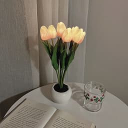image-LED Tulip Flower Night Light Artificial Flowerpot Potted Plant Landscape Table Lamp Home Bedroom Living Room Decoration Gift