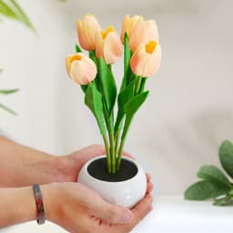 image-LED Tulip Flower Night Light Artificial Flowerpot Potted Plant Landscape Table Lamp Home Bedroom Living Room Decoration Gift