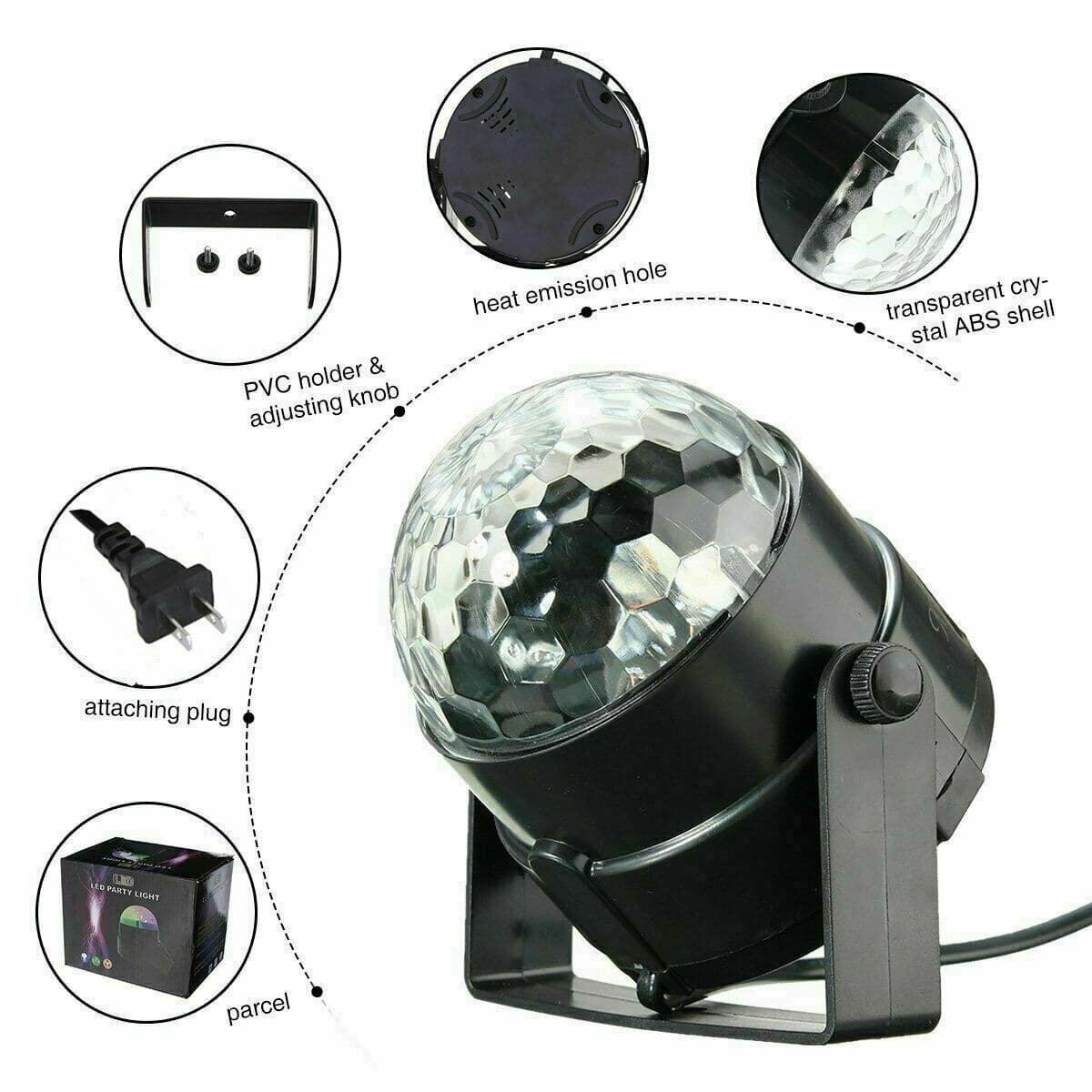image-Disco Party Lights Strobe LED DJ Ball Sound Activated Bulb Dance Lamp Decoration