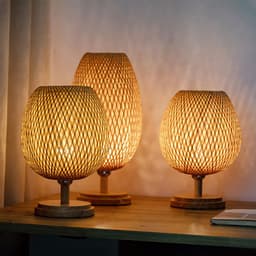 image-Bamboo Woven Table Lamp Japanese Style Zen Bedroom Living Room