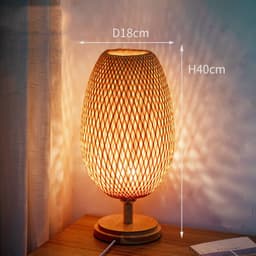 image-Bamboo Woven Table Lamp Japanese Style Zen Bedroom Living Room