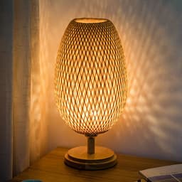 image-Bamboo Woven Table Lamp Japanese Style Zen Bedroom Living Room