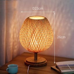 image-Bamboo Woven Table Lamp Japanese Style Zen Bedroom Living Room