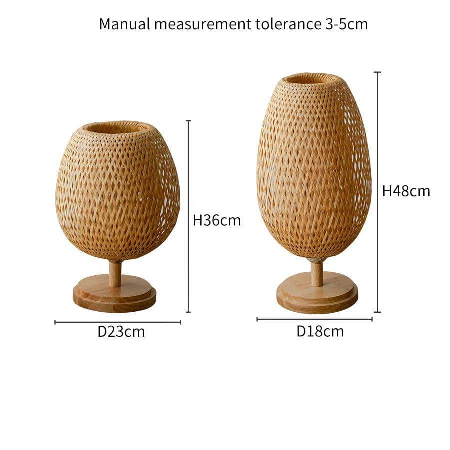 image-Bamboo Woven Table Lamp Japanese Style Zen Bedroom Living Room