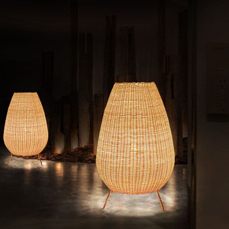 image-Japanese Style Floor Lamp Rattan Art Living Room Bedroom
