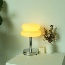 image-Egg Tart Decorative Medieval Cream Glass Living Room Bedroom Lamp