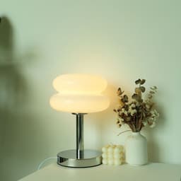 image-Egg Tart Decorative Medieval Cream Glass Living Room Bedroom Lamp