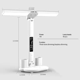 image-LED Desk Lamp,Multifunction Table Lamp With Calendar USB Touch Night Light With Pen Holder For Bedroom Reading Lamp