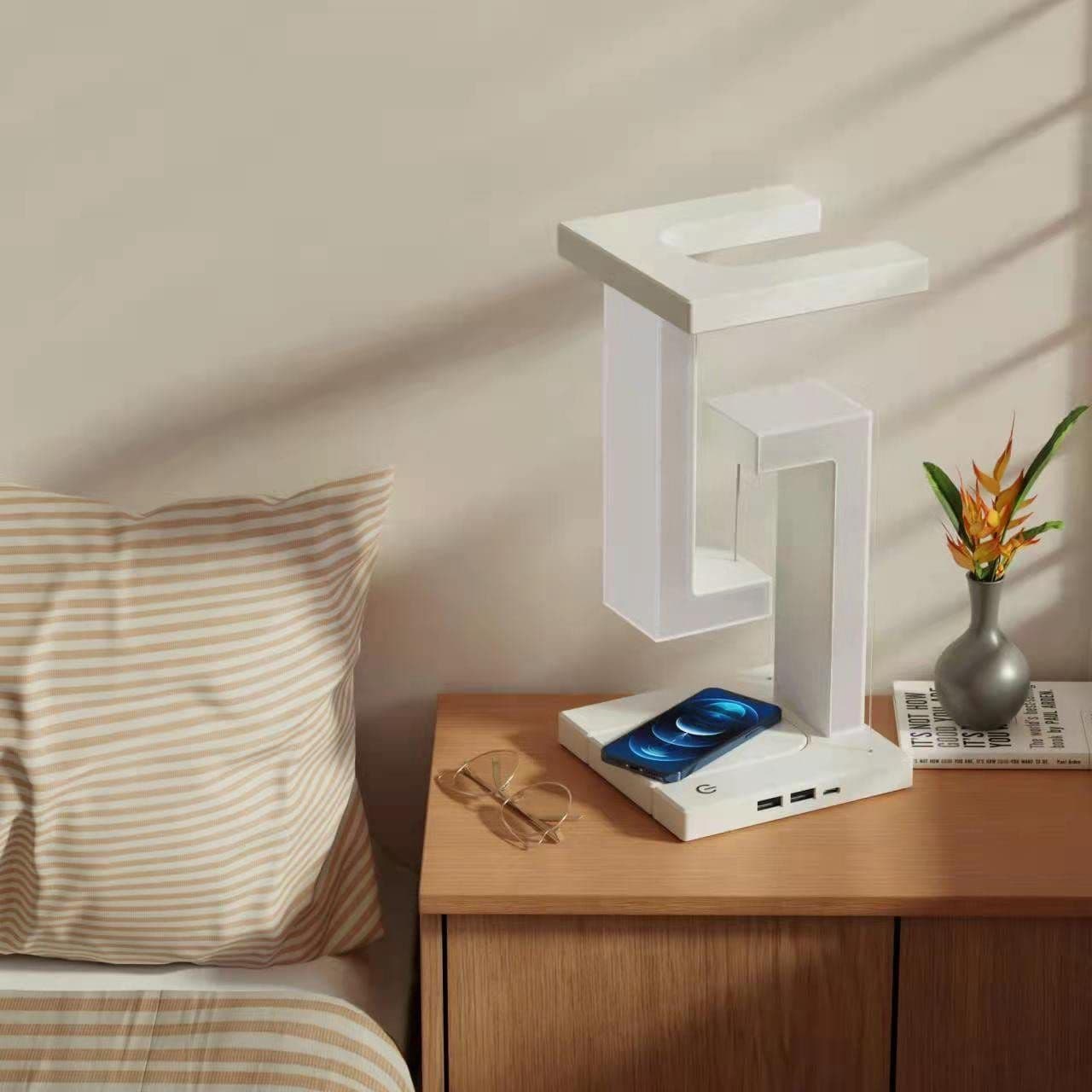 image-Creative Smartphone Wireless Charging Suspension Table Lamp Balance Lamp Floating For Home Bedroom