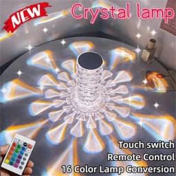 image-Crystal Table Lamp Rechargeable Diamond Night Light With Teardrop Shape Bedside LED Lights Lamp 3 And 16Color Touch Lamp For Home Bedroom Decor