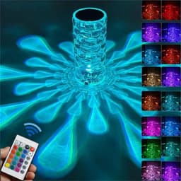 image-Crystal Table Lamp Rechargeable Diamond Night Light With Teardrop Shape Bedside LED Lights Lamp 3 And 16Color Touch Lamp For Home Bedroom Decor