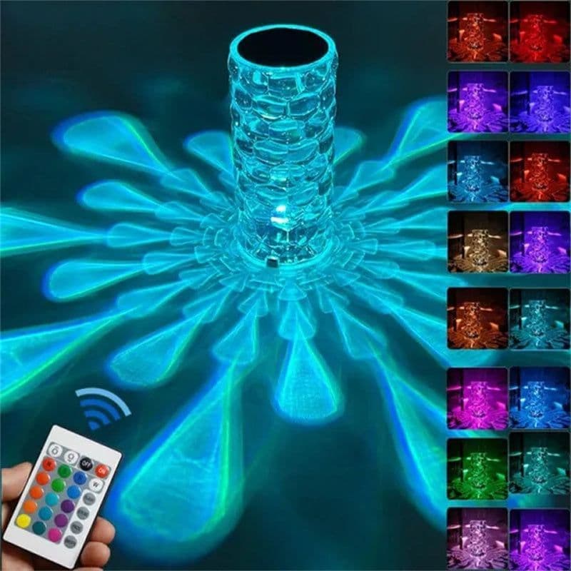 image-Crystal Table Lamp Rechargeable Diamond Night Light With Teardrop Shape Bedside LED Lights Lamp 3 And 16Color Touch Lamp For Home Bedroom Decor