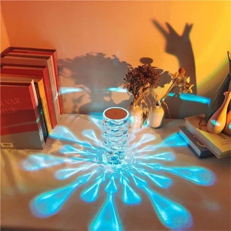 image-Crystal Table Lamp Rechargeable Diamond Night Light With Teardrop Shape Bedside LED Lights Lamp 3 And 16Color Touch Lamp For Home Bedroom Decor