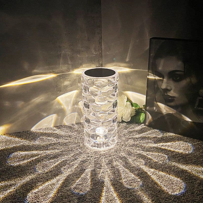 image-Crystal Table Lamp Rechargeable Diamond Night Light With Teardrop Shape Bedside LED Lights Lamp 3 And 16Color Touch Lamp For Home Bedroom Decor