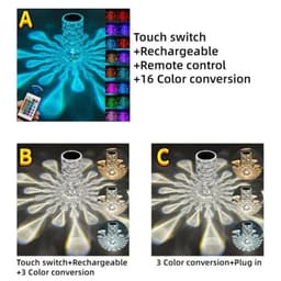 image-Crystal Table Lamp Rechargeable Diamond Night Light With Teardrop Shape Bedside LED Lights Lamp 3 And 16Color Touch Lamp For Home Bedroom Decor