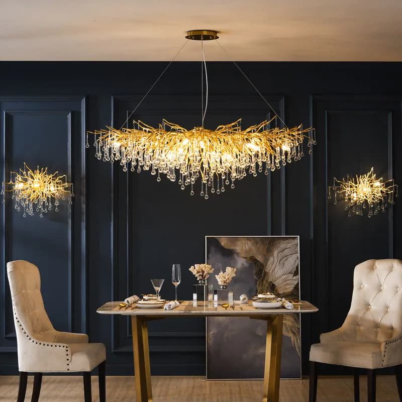 image-Postmodern Light Luxury Chandelier Water Drop Crystal Lamp Atmosphere