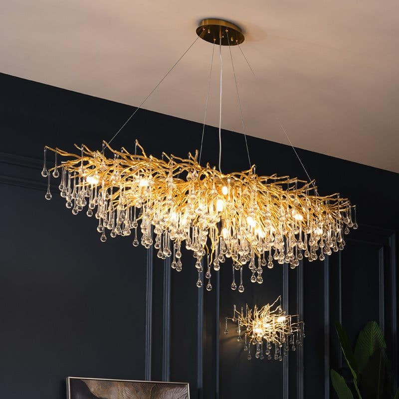 image-Postmodern Light Luxury Chandelier Water Drop Crystal Lamp Atmosphere