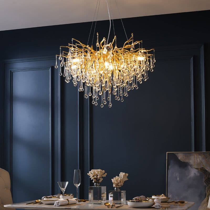 image-Postmodern Light Luxury Chandelier Water Drop Crystal Lamp Atmosphere
