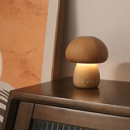 image-INS Wooden Cute Mushroom LED Night Light With Touch Switch Bedside Table Lamp For Bedroom Childrens Room Sleeping Night Lamps Home Decor