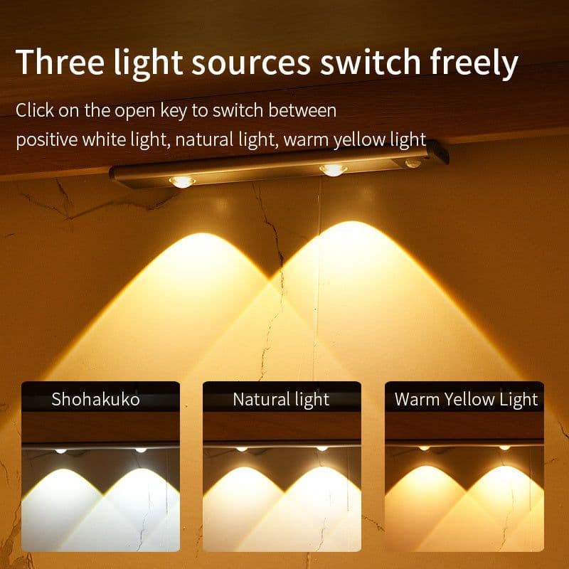image-Motion Sensor Lamp Under The Cabinet Dimmable Cabinet Lamp Rechargeable Magnetic Suction Installation Kitchen Night Light Wardrobe Lamp