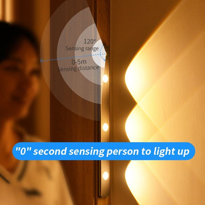 image-Motion Sensor Lamp Under The Cabinet Dimmable Cabinet Lamp Rechargeable Magnetic Suction Installation Kitchen Night Light Wardrobe Lamp