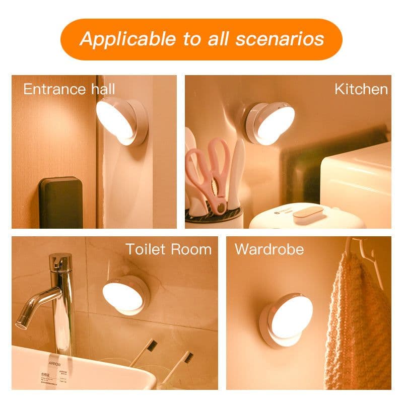 image-Rotating Human Body Sensor Light Corridor Garage Light Wardrobe Light Motion Sensor Night Light