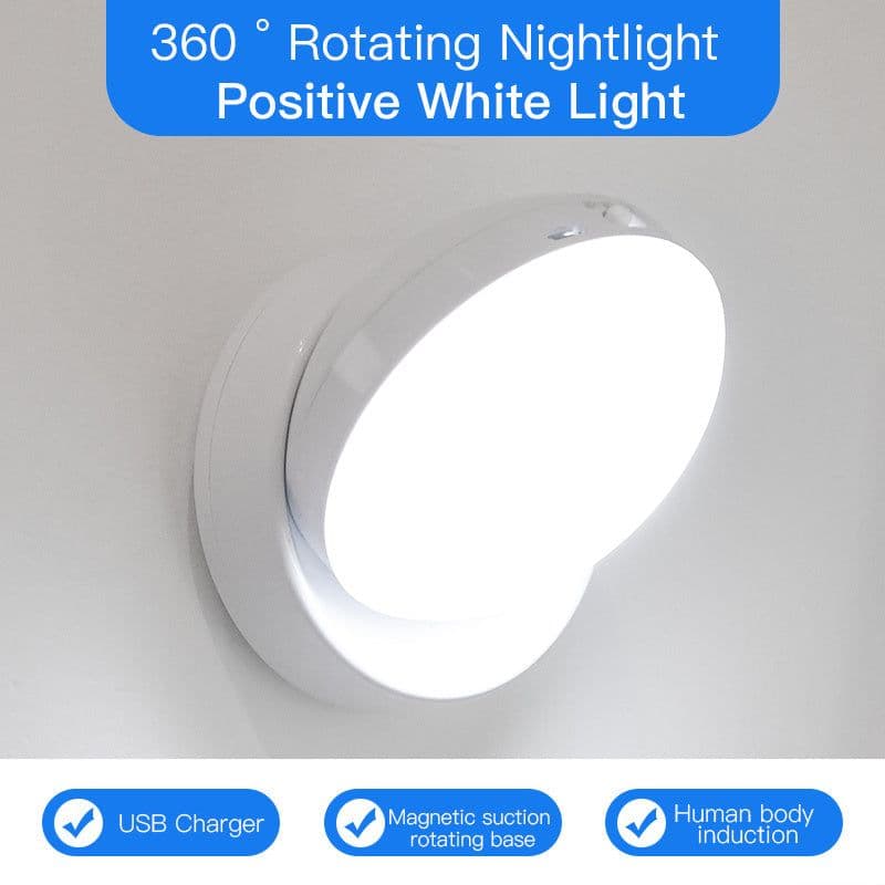 image-Rotating Human Body Sensor Light Corridor Garage Light Wardrobe Light Motion Sensor Night Light