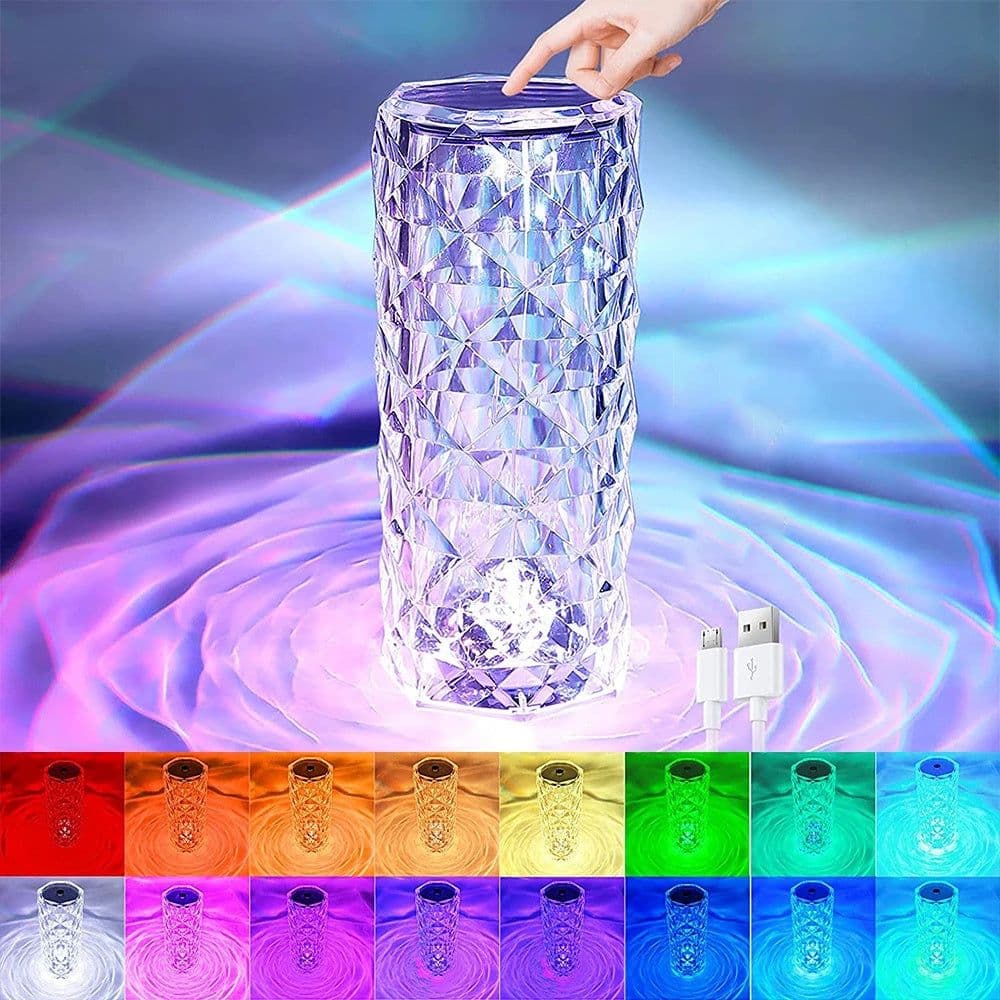image-16 Colors LED Crystal Lamp Rose Light Touch Table Lamps Bedr