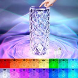 image-16 Colors LED Crystal Lamp Rose Light Touch Table Lamps Bedr