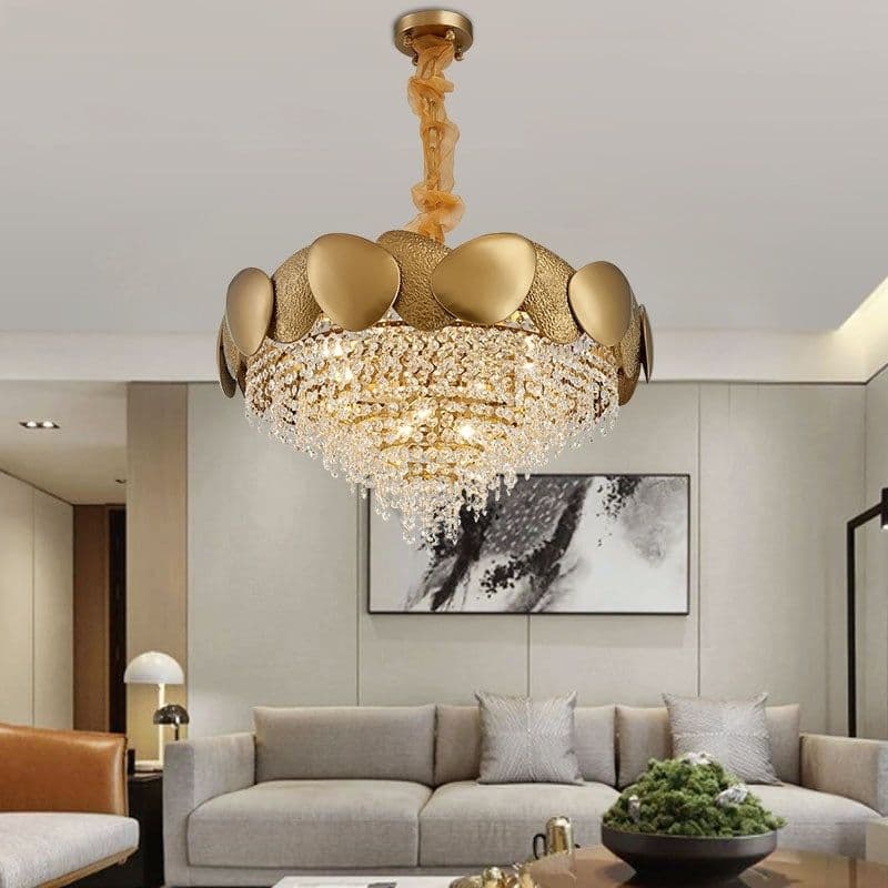 image-Stainless Steel Living Room Ceiling Crystal Chandelier