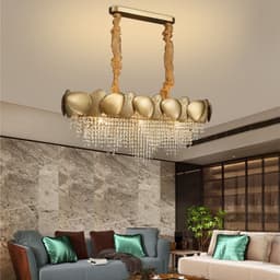 image-Stainless Steel Living Room Ceiling Crystal Chandelier