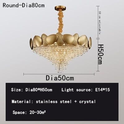 image-Stainless Steel Living Room Ceiling Crystal Chandelier