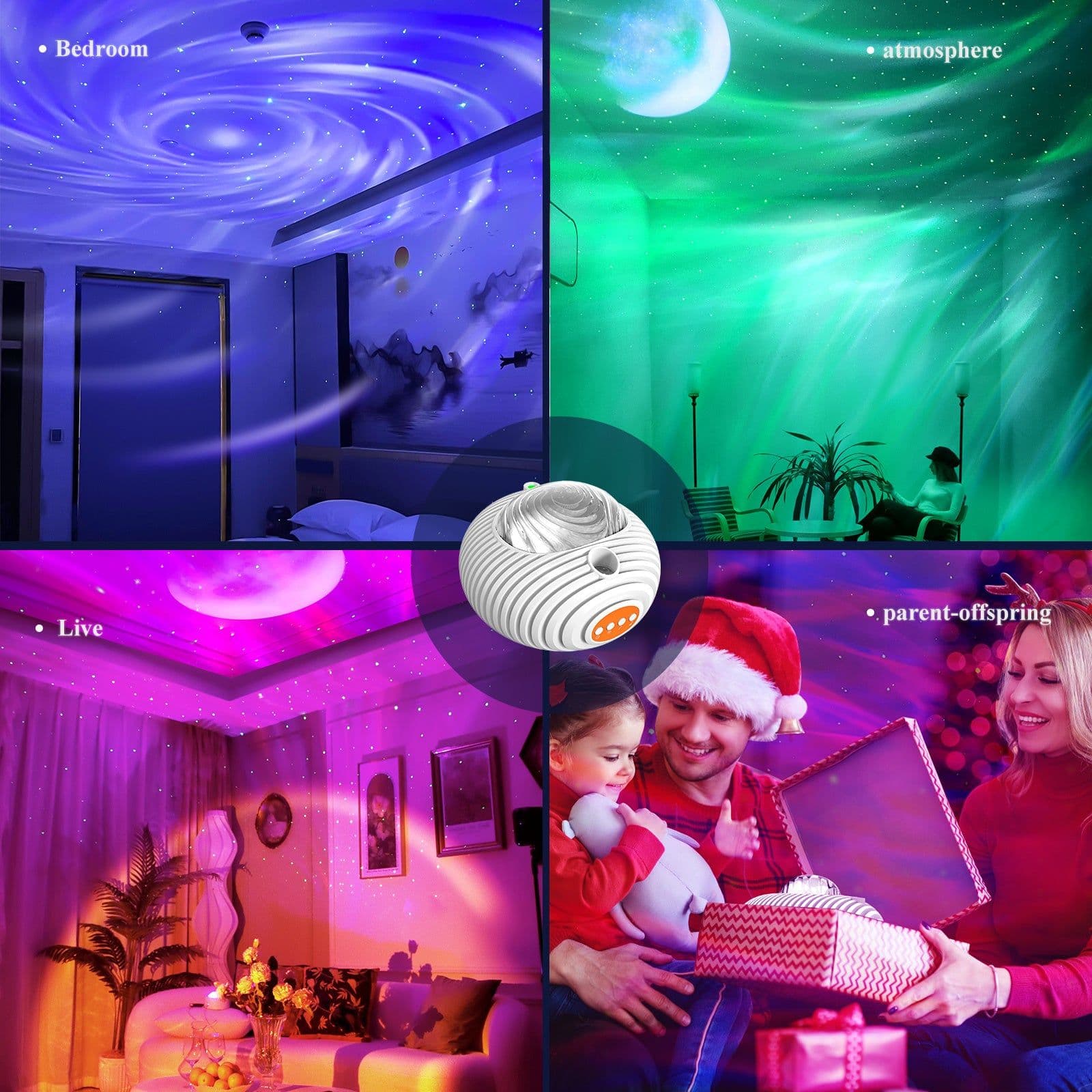 image-2023 New Double Effect Northern Lights Projector Lamp Milky Way Atmosphere Lamp Starry Sky Lamp White Noise Projector Lamp With Rometes