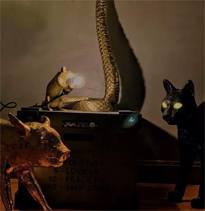 image-Creative Nordic Resin Mouse Table Lamp Desk LED Night Lights Small Mini Rat Desk Lamps