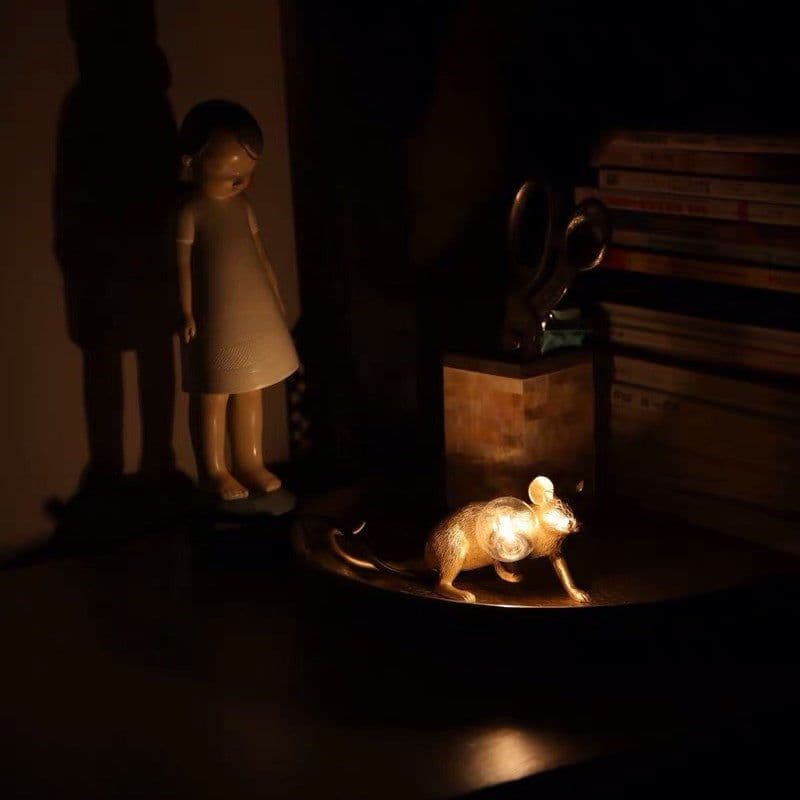 image-Creative Nordic Resin Mouse Table Lamp Desk LED Night Lights Small Mini Rat Desk Lamps