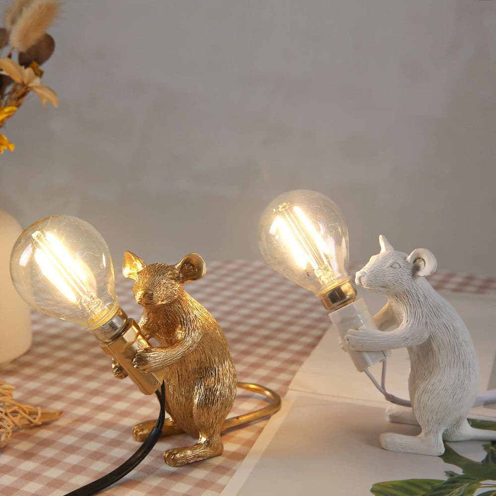 image-Creative Nordic Resin Mouse Table Lamp Desk LED Night Lights Small Mini Rat Desk Lamps