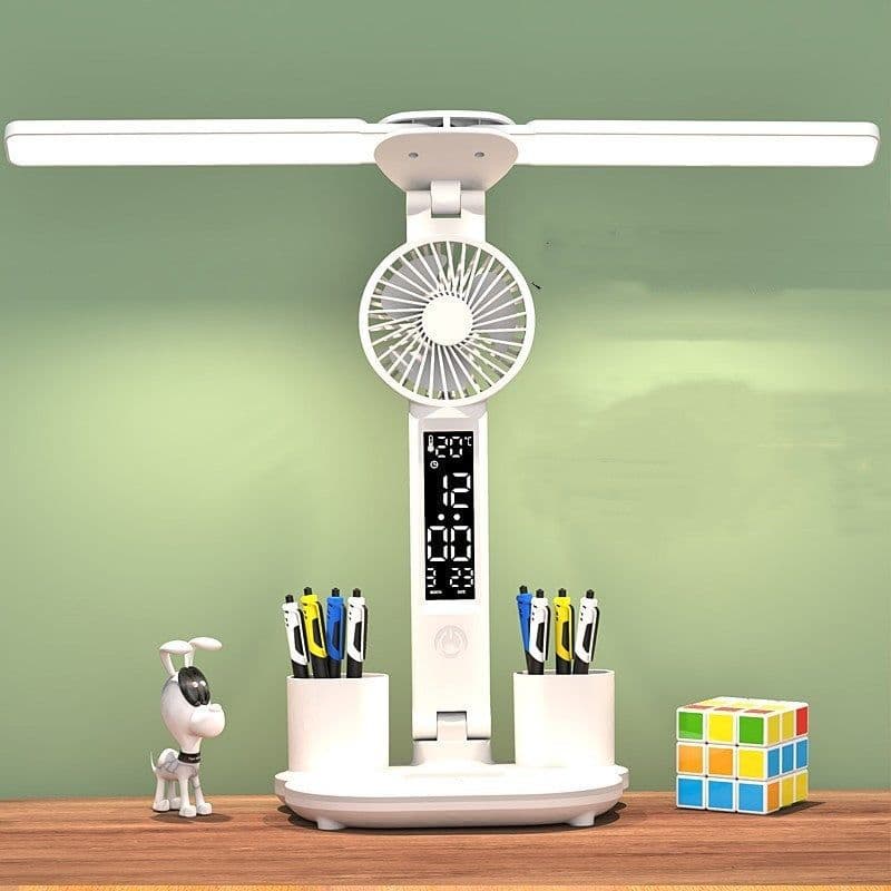 image-Double Head Lighting LED FanTable Lamp Eye Protection Plug In Style