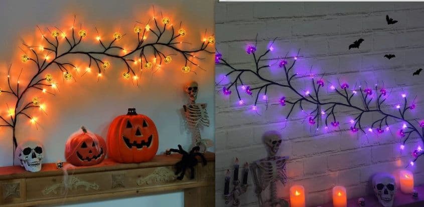 image-Halloween LED Willow Vine String Light Cool Cartoon Bat Pumpkin Decoration For Indoor Outdoor Party House Decor