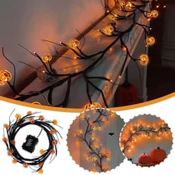 image-Halloween LED Willow Vine String Light Cool Cartoon Bat Pumpkin Decoration For Indoor Outdoor Party House Decor