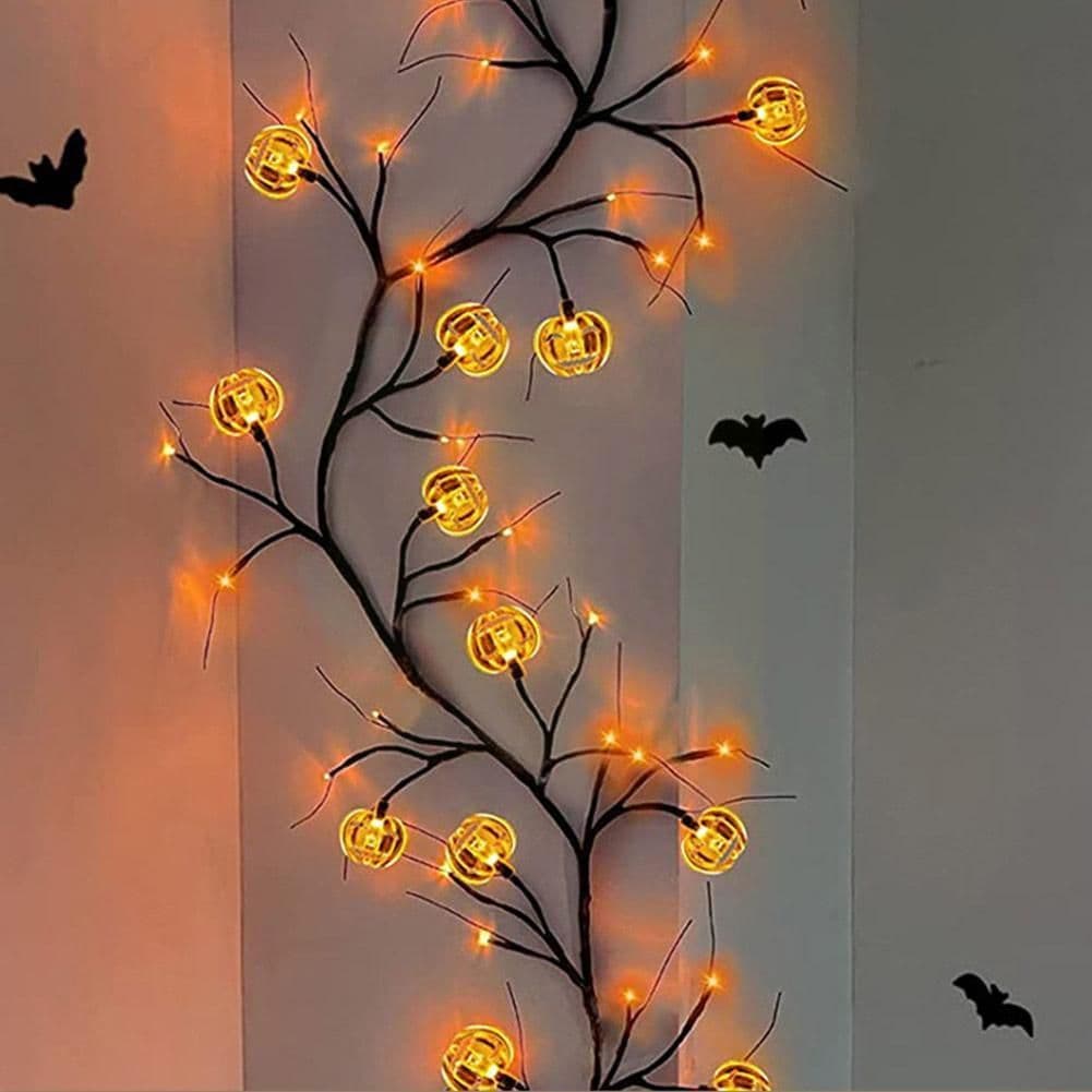 image-Halloween LED Willow Vine String Light Cool Cartoon Bat Pumpkin Decoration For Indoor Outdoor Party House Decor
