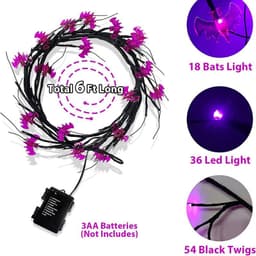 image-Halloween LED Willow Vine String Light Cool Cartoon Bat Pumpkin Decoration For Indoor Outdoor Party House Decor