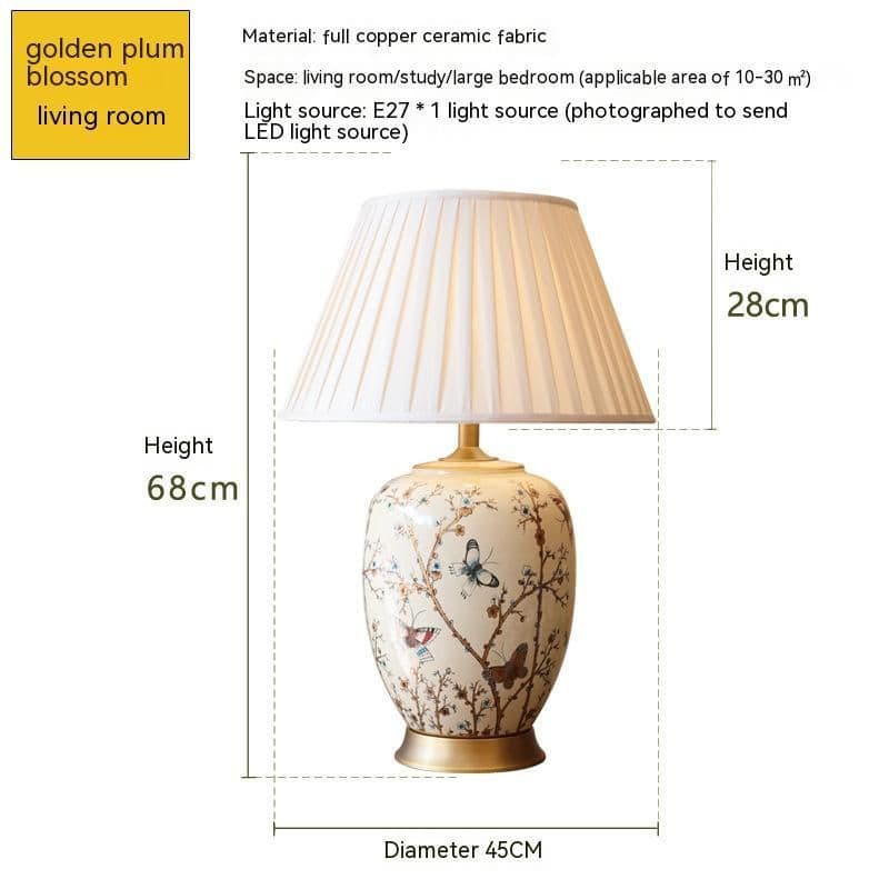 image-American Ceramic Table European Bedroom Bedside Lamp