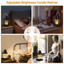 image-Candle Warmer, Candle Warmer Lamp With Timer Dimmable And Adjustable Height Candle Lamp Warmer Compatible With Jar Candles For Home Decor Electric Wax Melter Warmer, Wooden Base Black